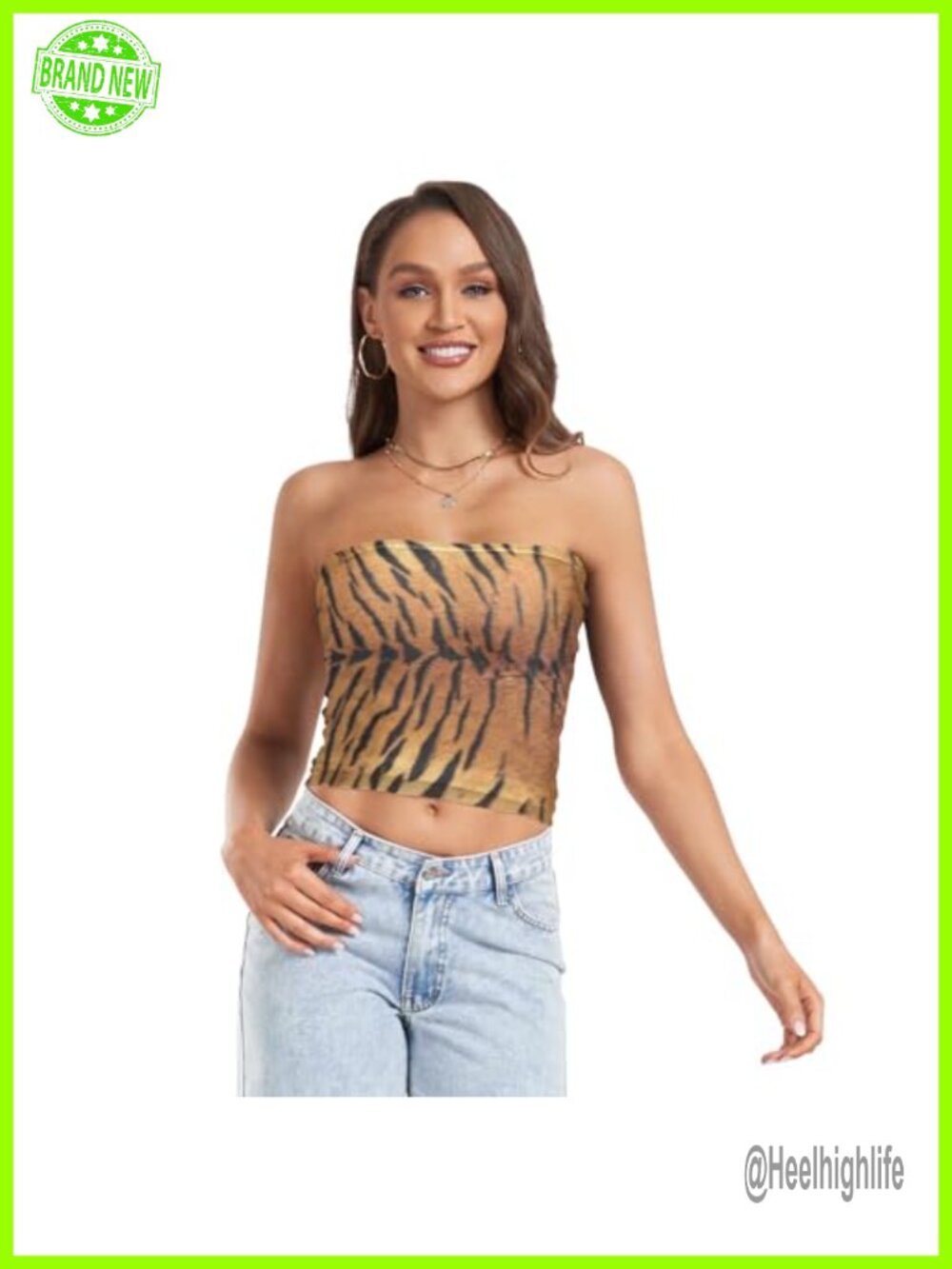 Women's Strapless Tube Crop Top Mesh Sleeveless Tank